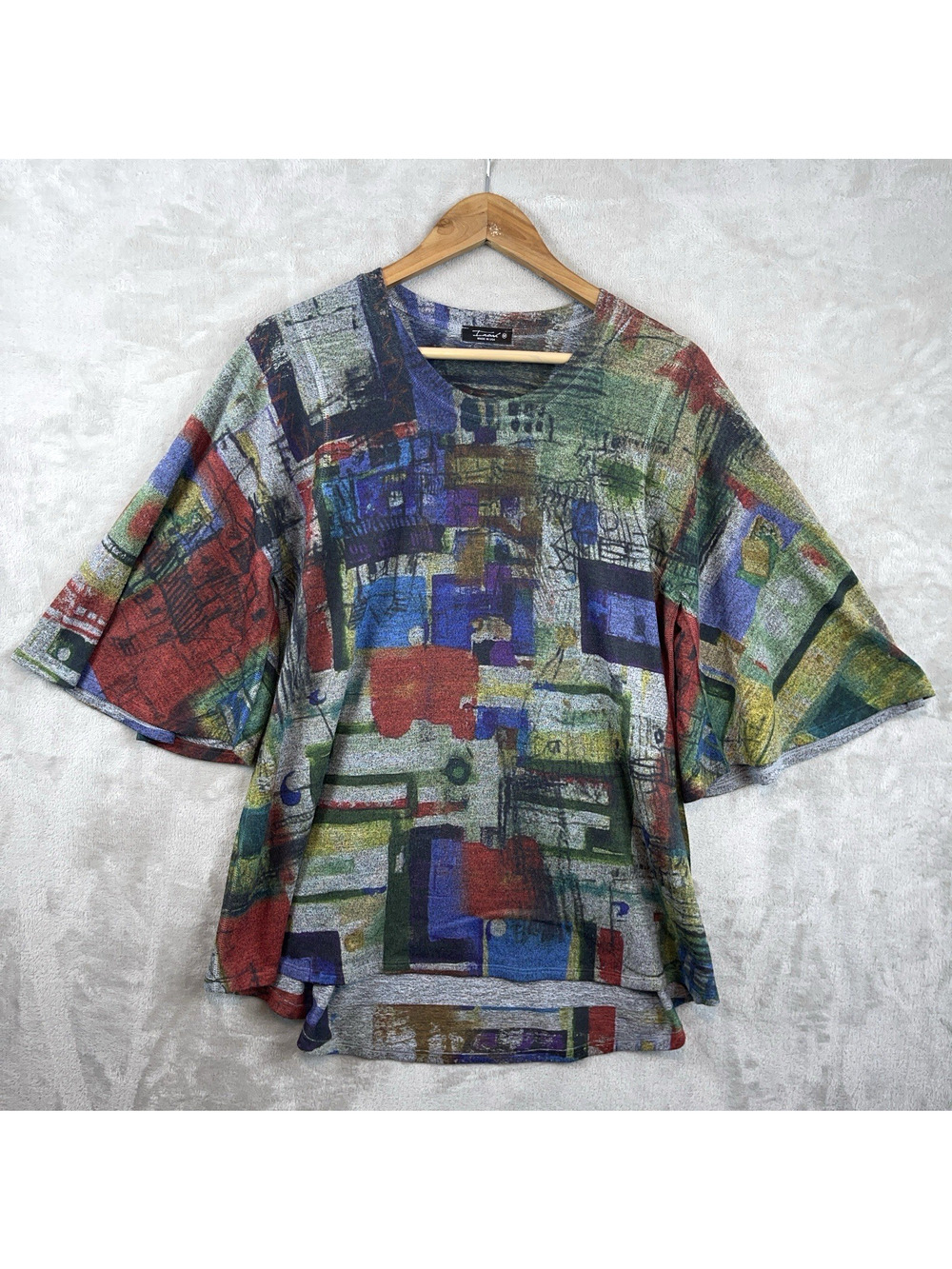 Inoah Abstract Art Print Swing Top Med Made In USA Lagenlook Boho Whimsigoth